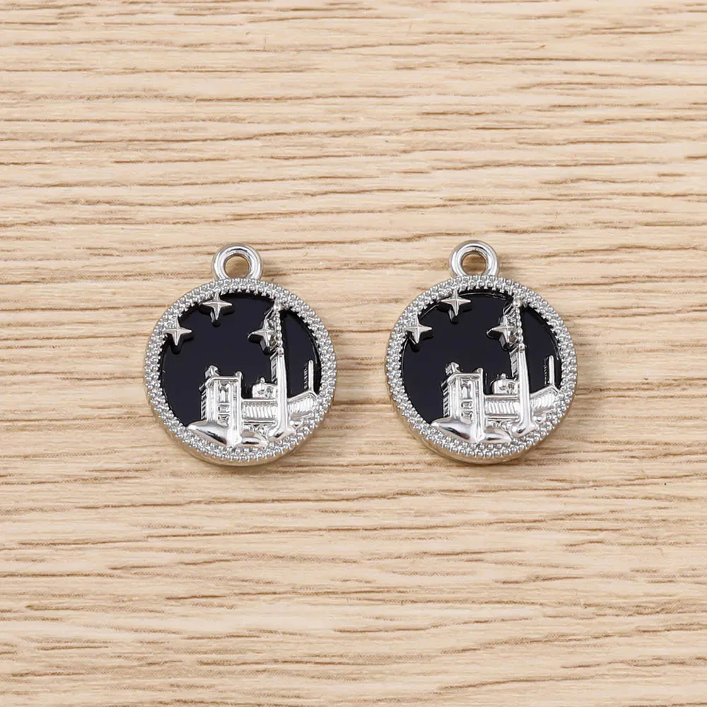 Tusember 5 Stück vergoldeter quadratischer Anhänger für Halsketten, runde Naturmuschel-Charms, DIY-Bastelzubehör für handgefertigten Schmuck – Detail 5