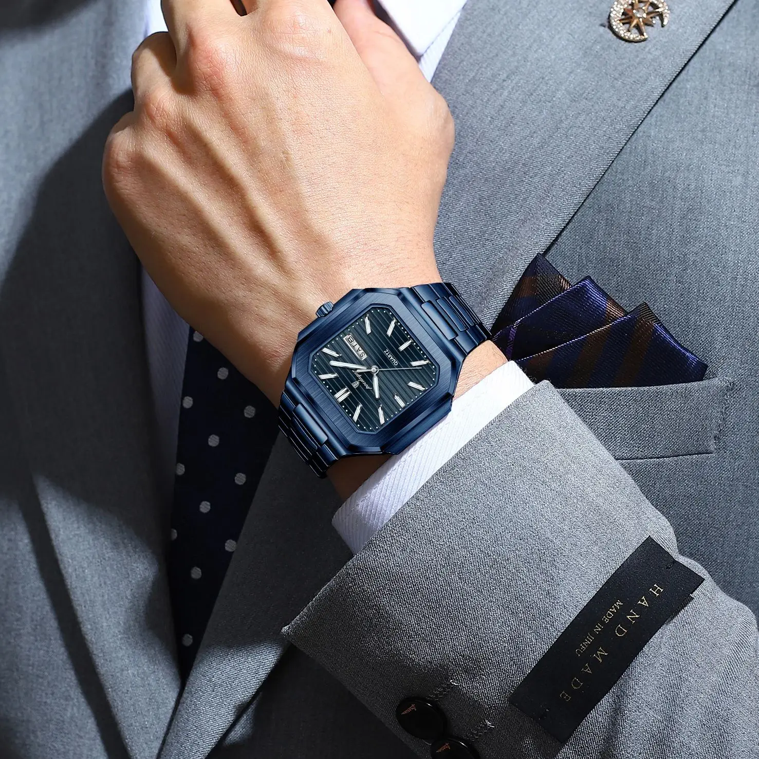 POEDAGAR أفضل العلامات التجارية الفاخرة ساعة رجالية مقاوم للماء مضيئة تاريخ الأسبوع كوارتز ساعات رجالية الفولاذ المقاوم للصدأ موضة ساحة الرجال ساعة