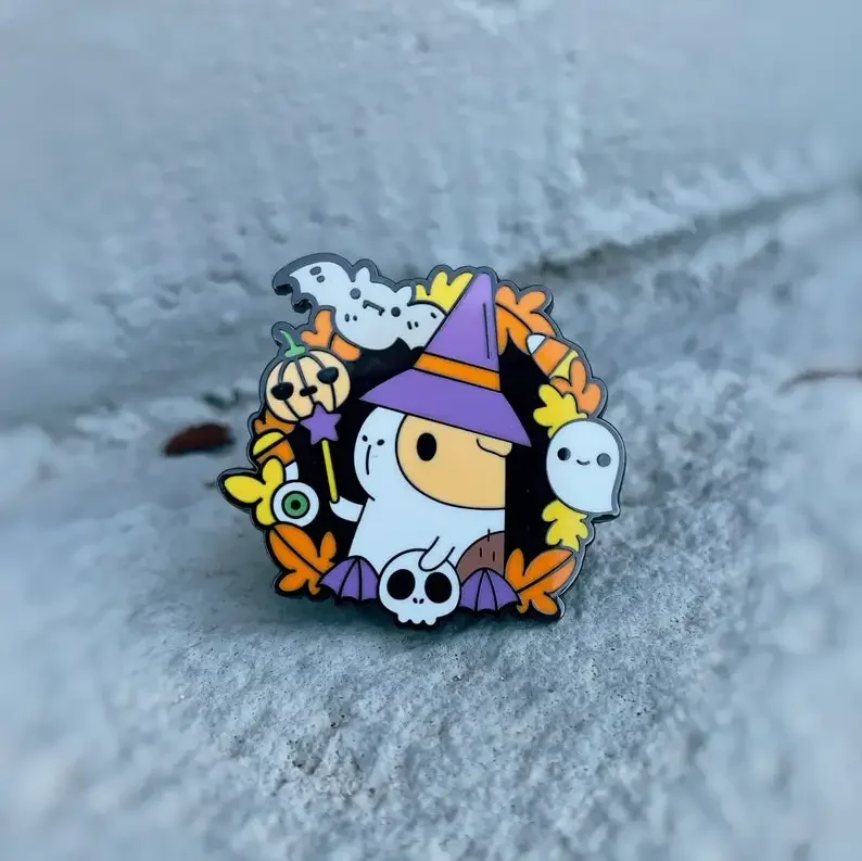 Bubu the Guinea Pig Witchy Halloween Wreath   Enamel Pin Halloween  Pin for Guinea Pig Lovers