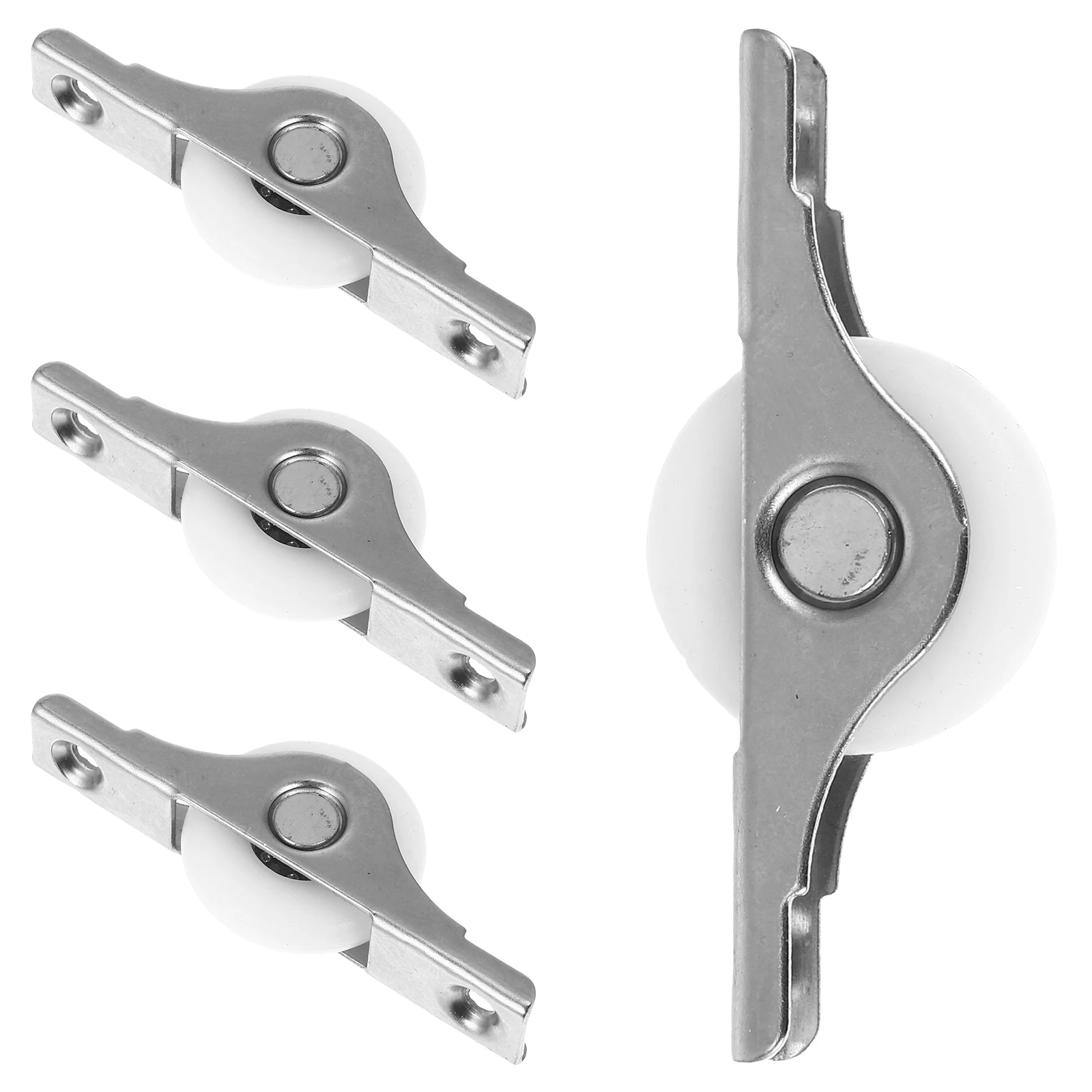 

4pcs Sliding Door Rollers Metal Wardrobe Wheels Closet Cabinet Bottom Track Hardware Smooth Moving Home Office Storage Furniture