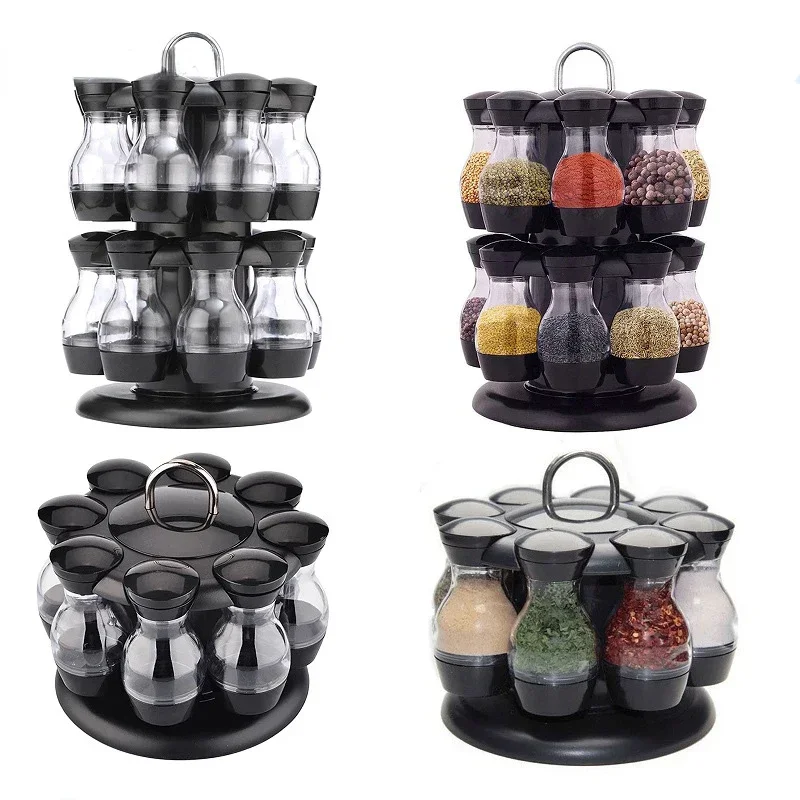 

360°Rotating Spice Rack Kitchen Countertop Storage Rack Spice Bottle Desktop Condiments Storage Box Home Supplies for Kitchen