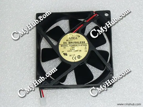 For ADDA AD0824LS-A70GL DC24V 0.09A 8025 8CM 80mm 80x80x25mm 2Wire Cooling Fan AD0824LS-A70GL  A70GL G (T)