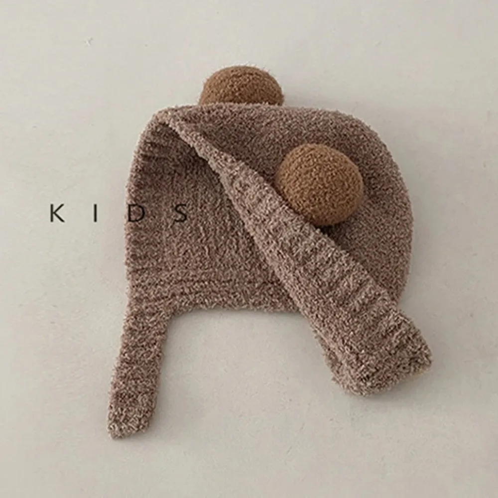 Chapéu de proteção de ouvido para bebê outono/inverno chapéu quente de pelúcia 5-12 meses chapéu quente fofo para bebê