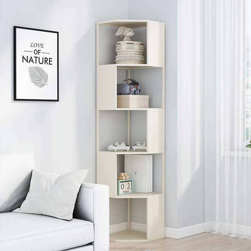 Modern vertical corner bookshelf shelf floor-to-ceiling living room simple wall bookcase wrought iron multi-layer storage rack