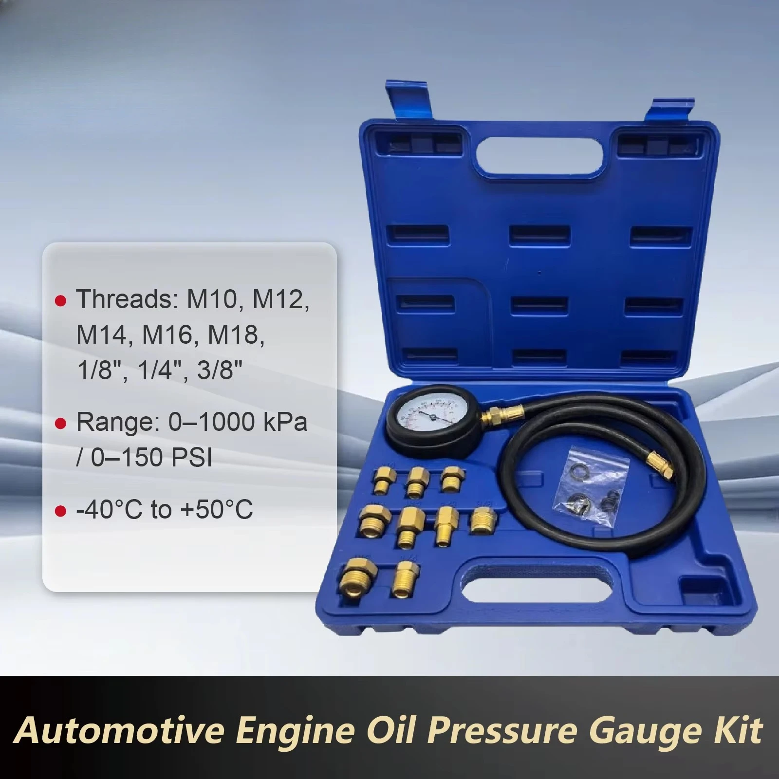 Engine Oil Pressure Tester Kit Automotive Oil Pressure Gauge Tool Car & Truck Diagnostic with Adapter 0‑1000KPA 0‑150PSI