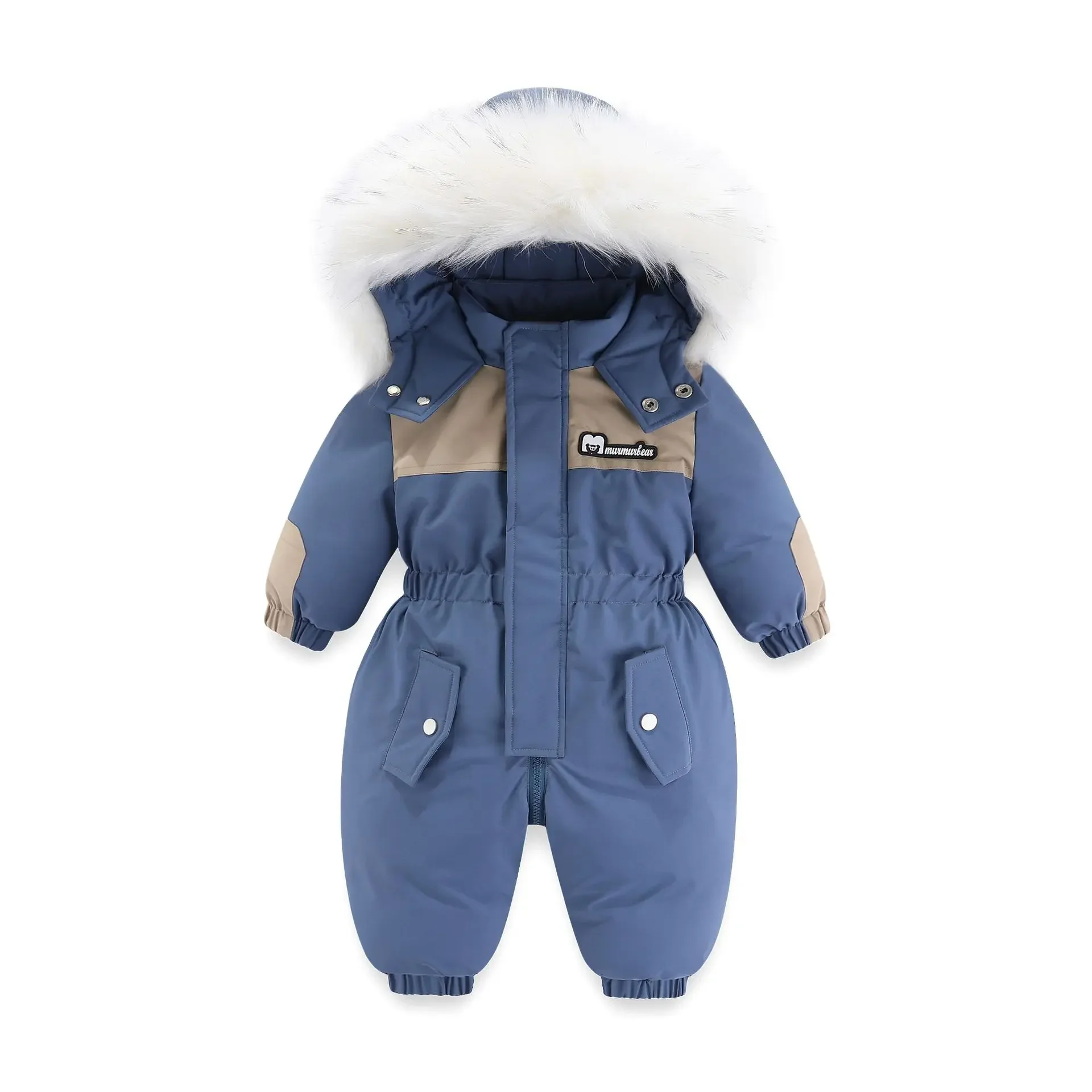 -30 Degree Winter Baby Jumpsuit Warm Baby Ski Suit Plus Velvet Boys Overalls Baby Girl Clothes Children Waterproof Down Jacket