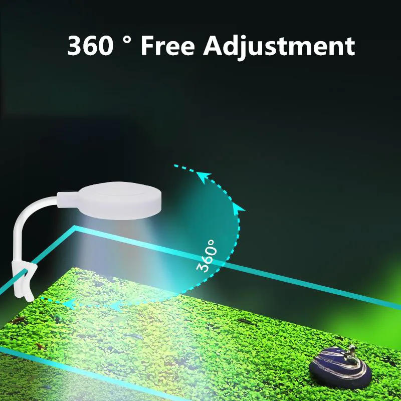 Aquarium Fish LED Lights Clip on Small Grow Light Rotatable Landscape Lamps USB Waterproof Fish Tank Decora Colored Lights