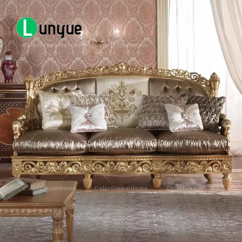 Luxury French Style Hand Carved Birch Wood Combination Sofa Set Royal Living Room Home Furniture Exquisite Design Comfortable