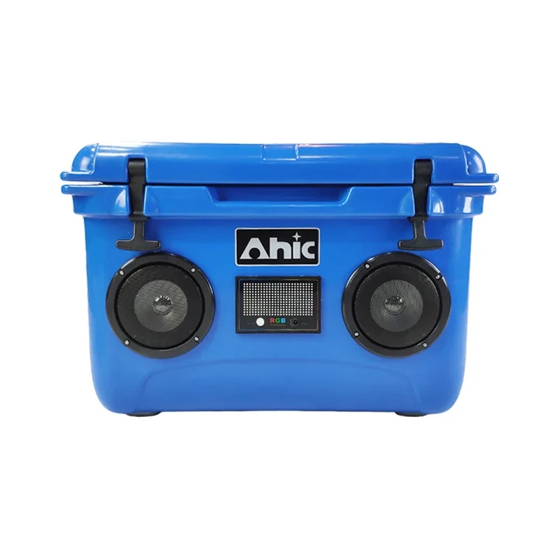 Outdoor use rotomolded wireless portable coolers box with music with handles