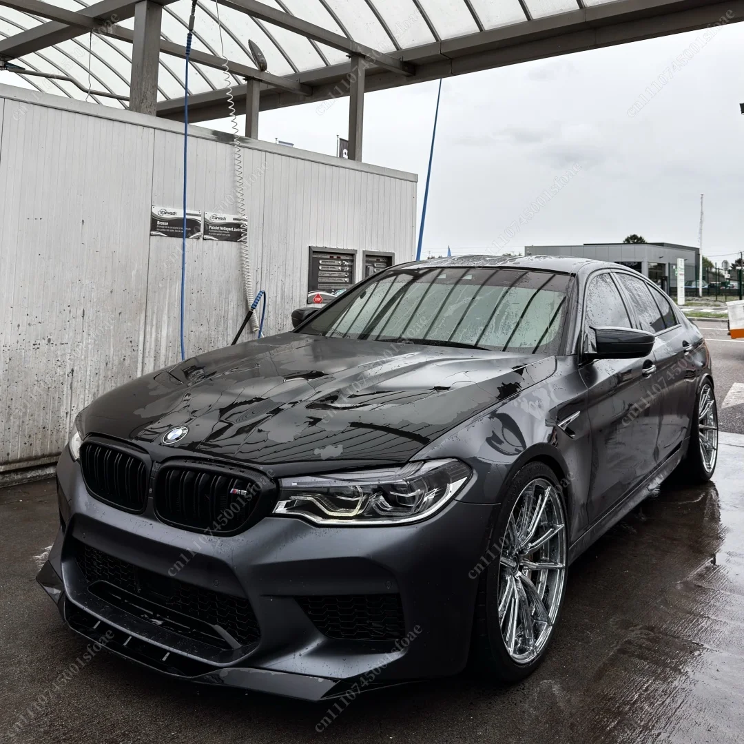 For BMW F90 M5 Competition M5 xDrive 2018-2020 Pre-Facelift Car Front Bumper Lip Chin Spoiler Cover Glossy Black BodyKit Tuning