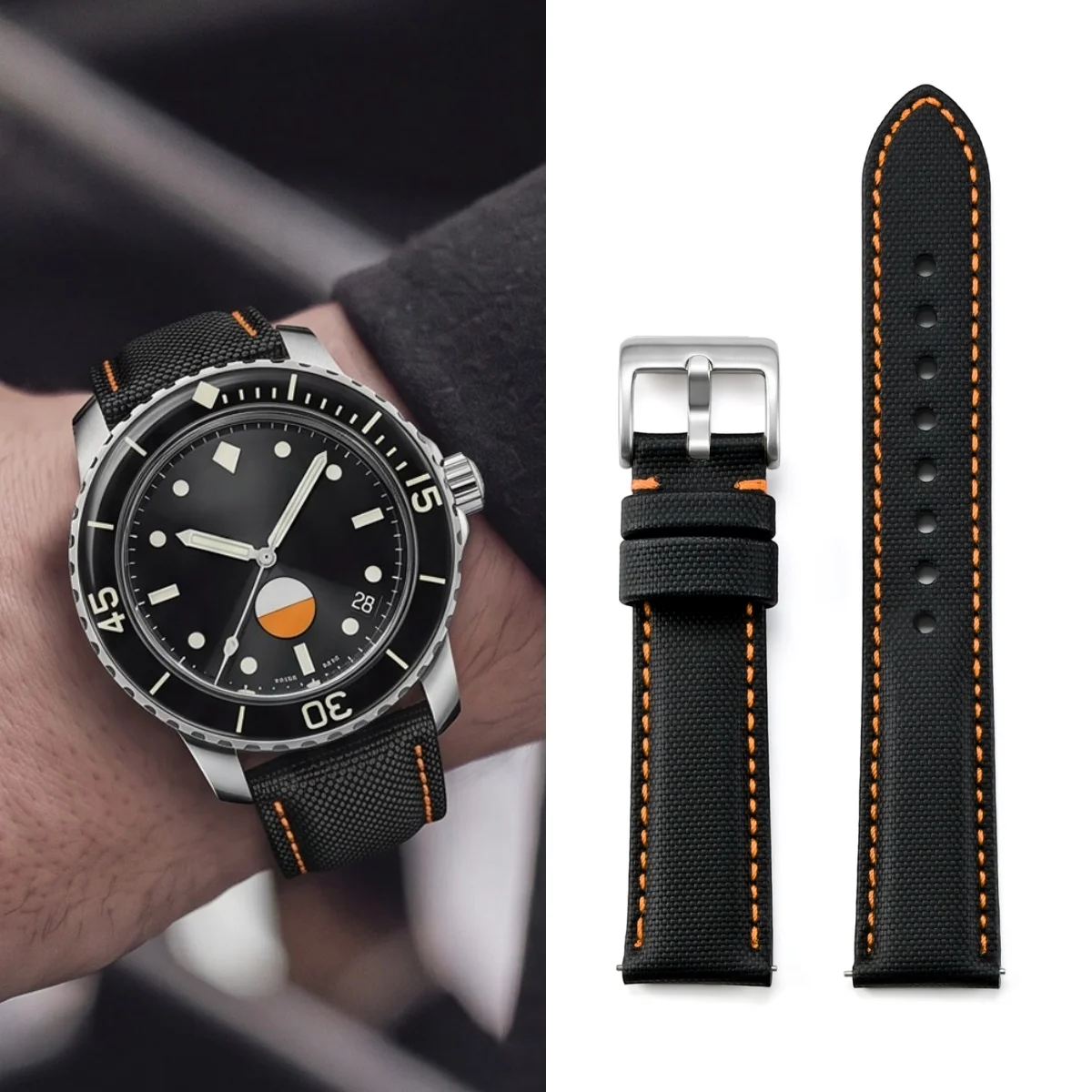20mm 22mm 23mm Canvas leather watch strap for Blancpain Fifty Fathoms Watchband men Waterproof Bracelet Accessories Wristband