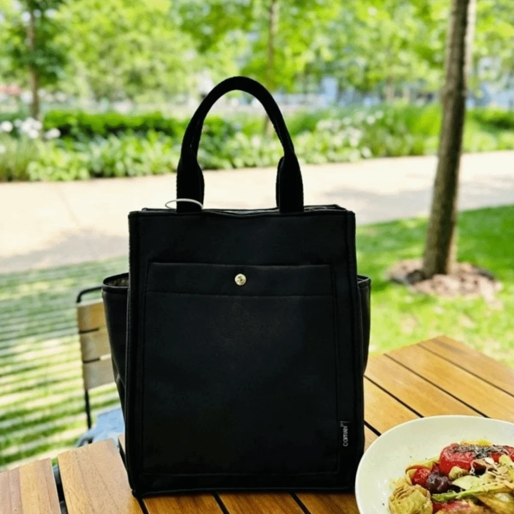 Classic Multi-functional Shoulder Bag Solid Color Large Capacity Tuition Bag Sturdy Waterproof Student File Handbag Work