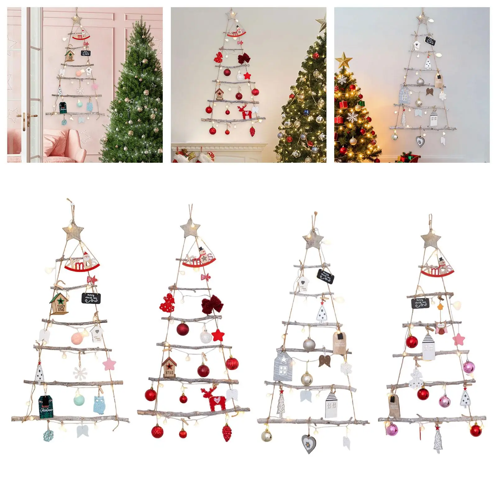 

Настенная рождественская елка со световым рождественским украшением, настенное украшение, деревянное украшение в виде елки, для домашнего фестиваля, гостиной