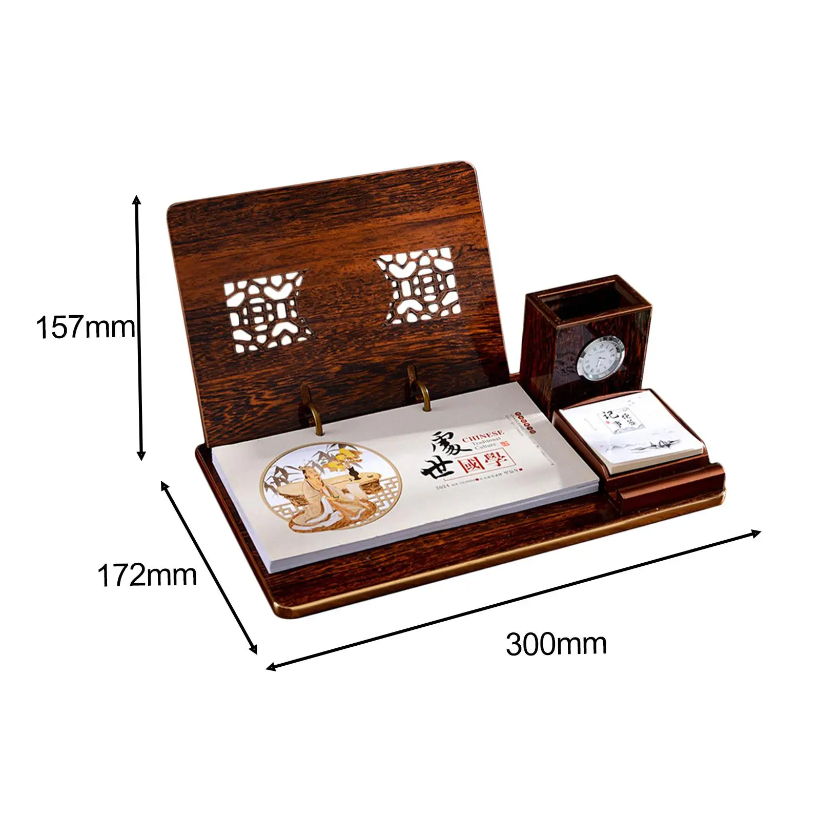 Calendário de Mesa com Porta Caneta, Relógio Notepad, Presente Festival Escolar, 12 Meses, DEC 2024, 2024