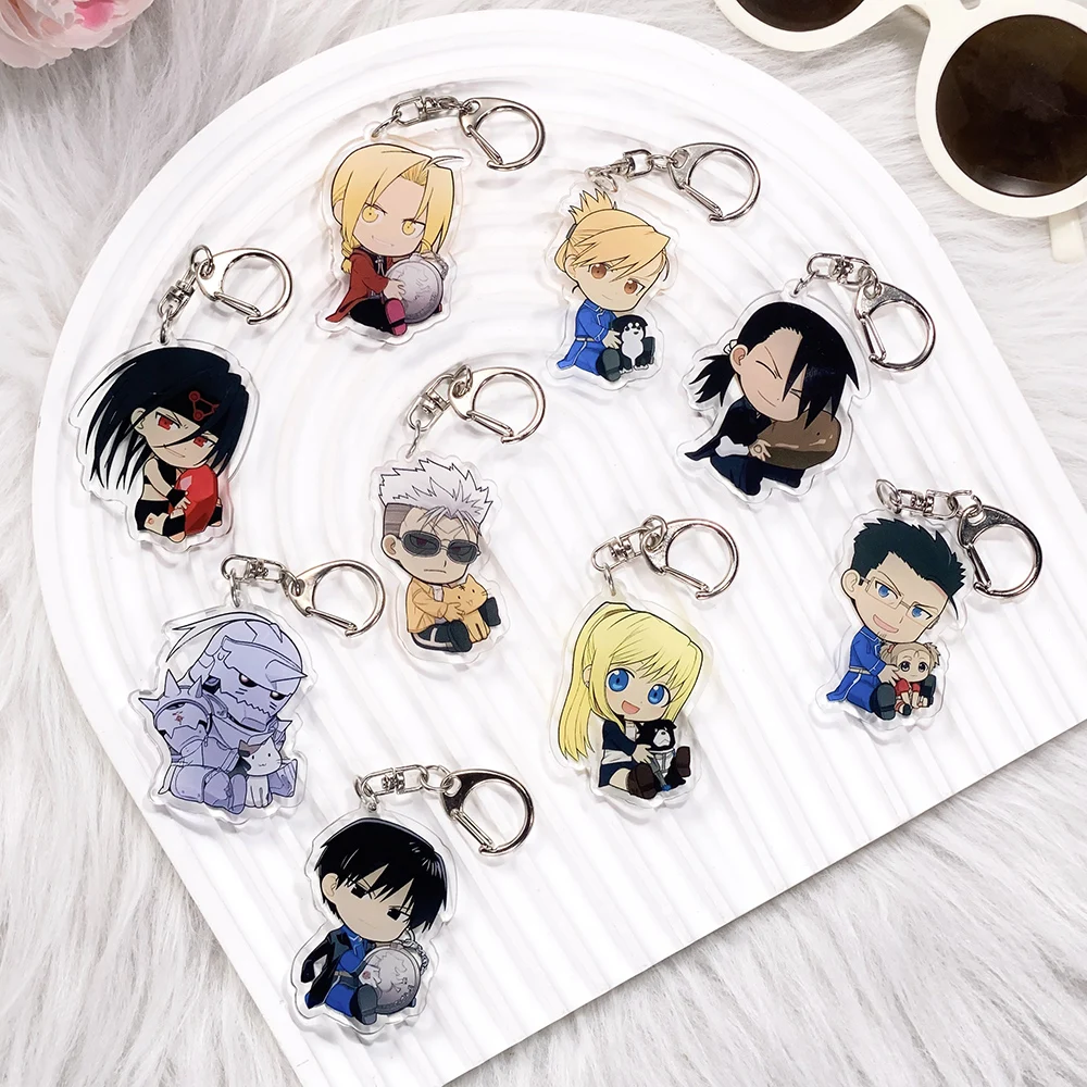 Image of 1/9 Stück Anime Fullmetal Alchemist Acryl-Schlüsselanhänger Cartoon-Taschenanhänger Zubehör Lustiger Rucksack-Anhänger Schlüsselhalter Geschenke für Freunde