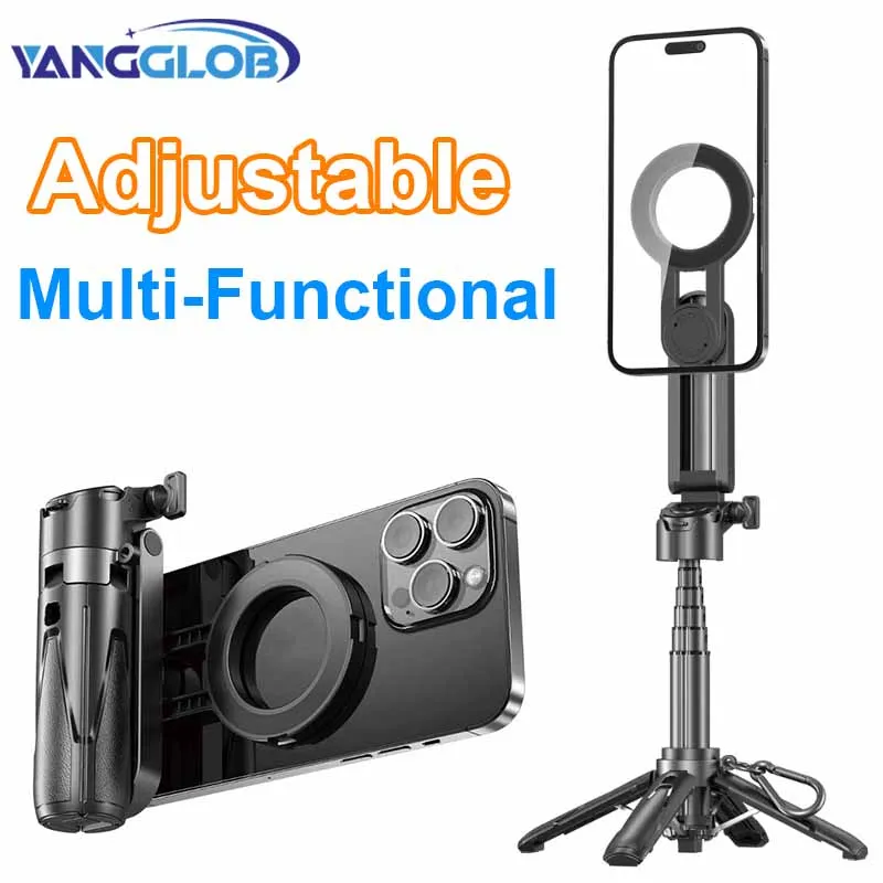 

Magnetic Phone Tripod Wireless Phone Grip Selfie Stick Desktop Tripod for iPhone 12 13 14 15 16 Pro Max For Samsung phone holder
