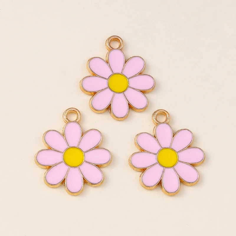 20 Stück niedliche bunte Emaille-Blumenanhänger für die Schmuckherstellung, Tropfenohrringe, Halsketten, Armbänder, DIY-Bastelzubehör ﻿ – Detail 5