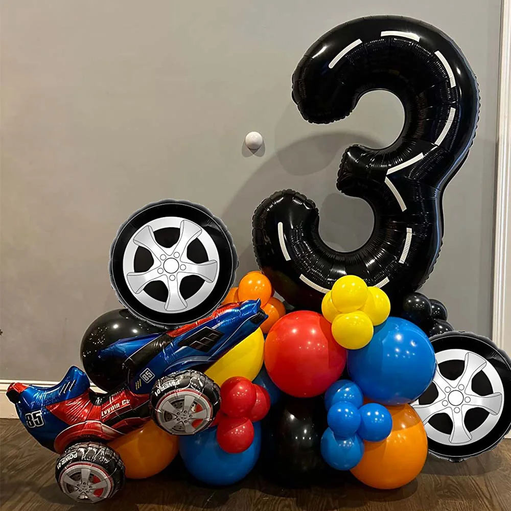 Race Car Number 1 Balloon 40Inch Racing Car 1st Birthday Balloon Two Fast Balloon Track Black Balloon Cars Theme Birthday Party - view 2