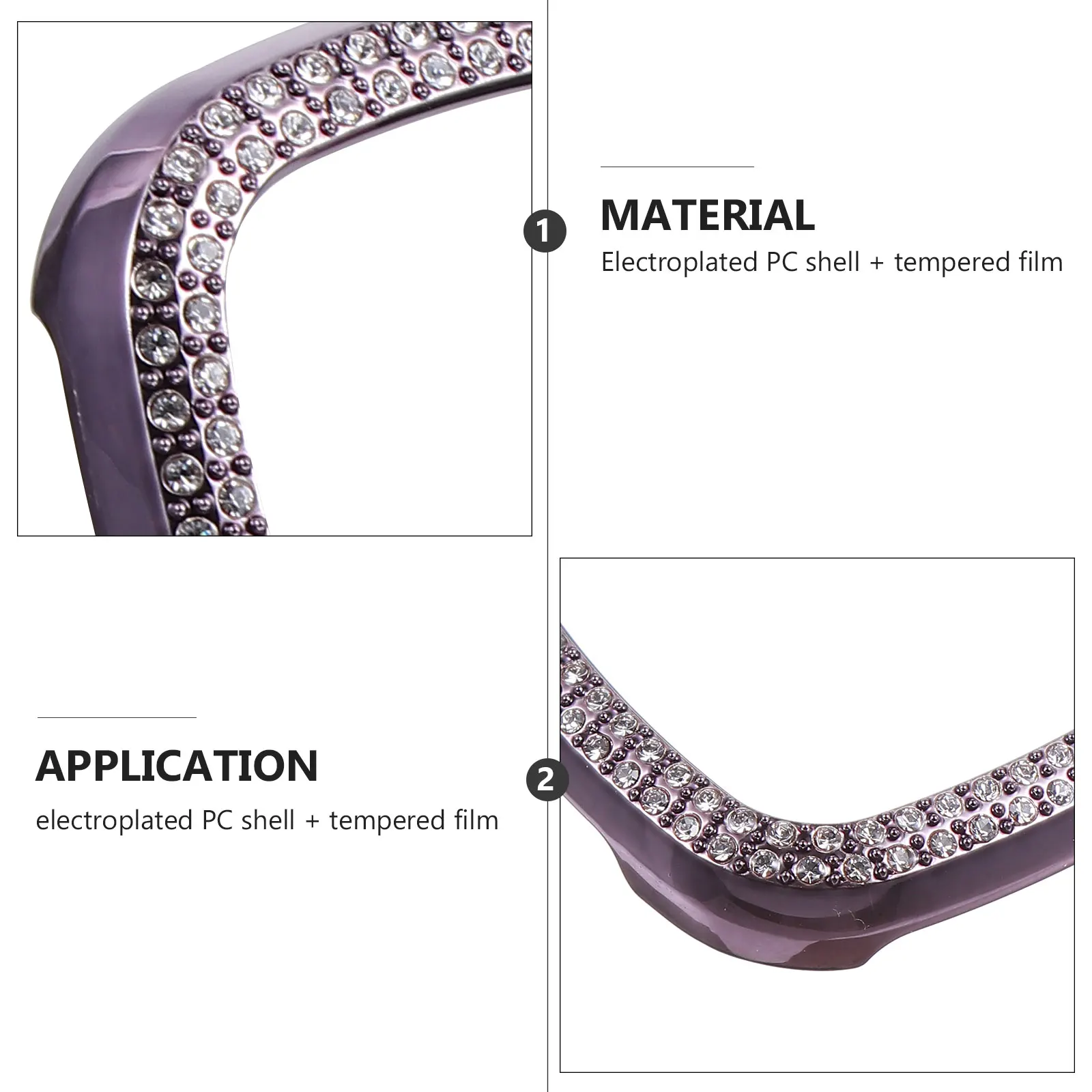 

Electroplated PC Shell Tempered Glass Full Protective Cover for Smartwatch Prevents Scratches Easy Install Remove Multiple