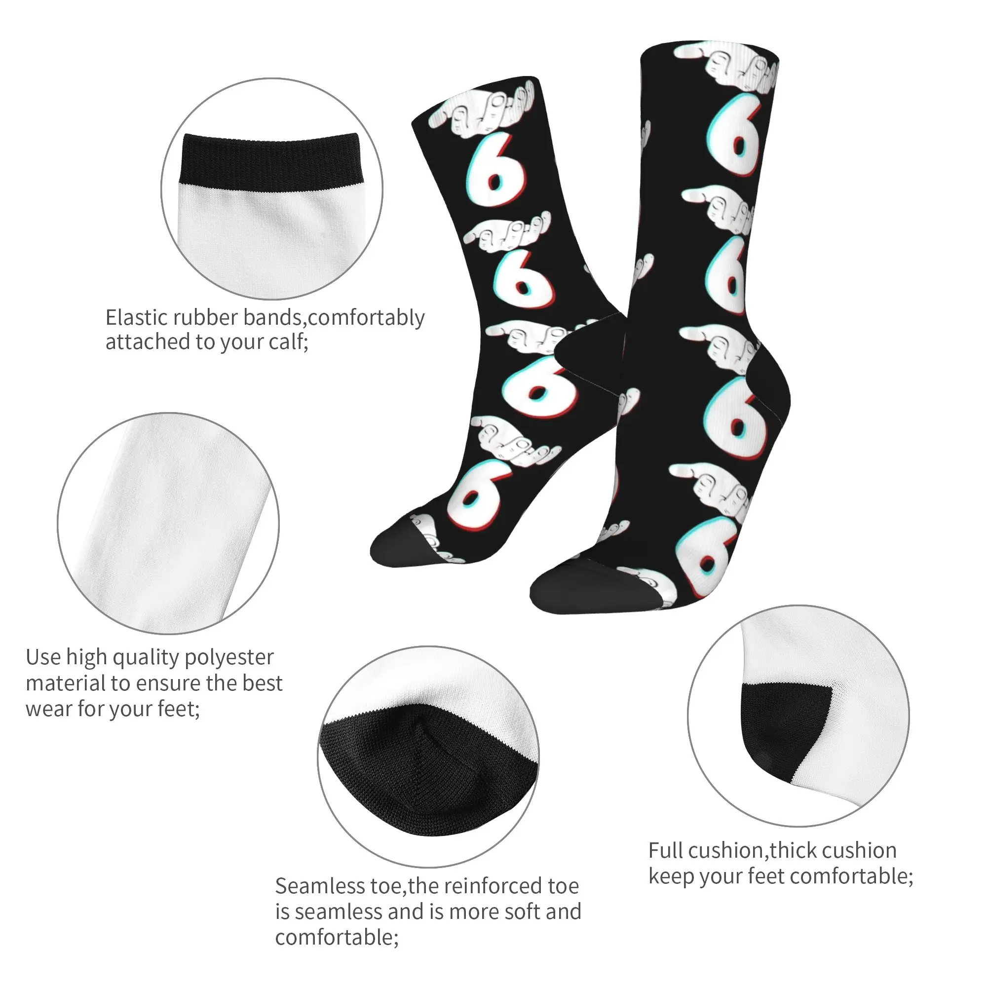 Cool Six Seven Meme diseño divertido 67 calcetines medias personalizadas antideslizantes pareja calcetines cómodos invierno divertidos calcetines de escalada