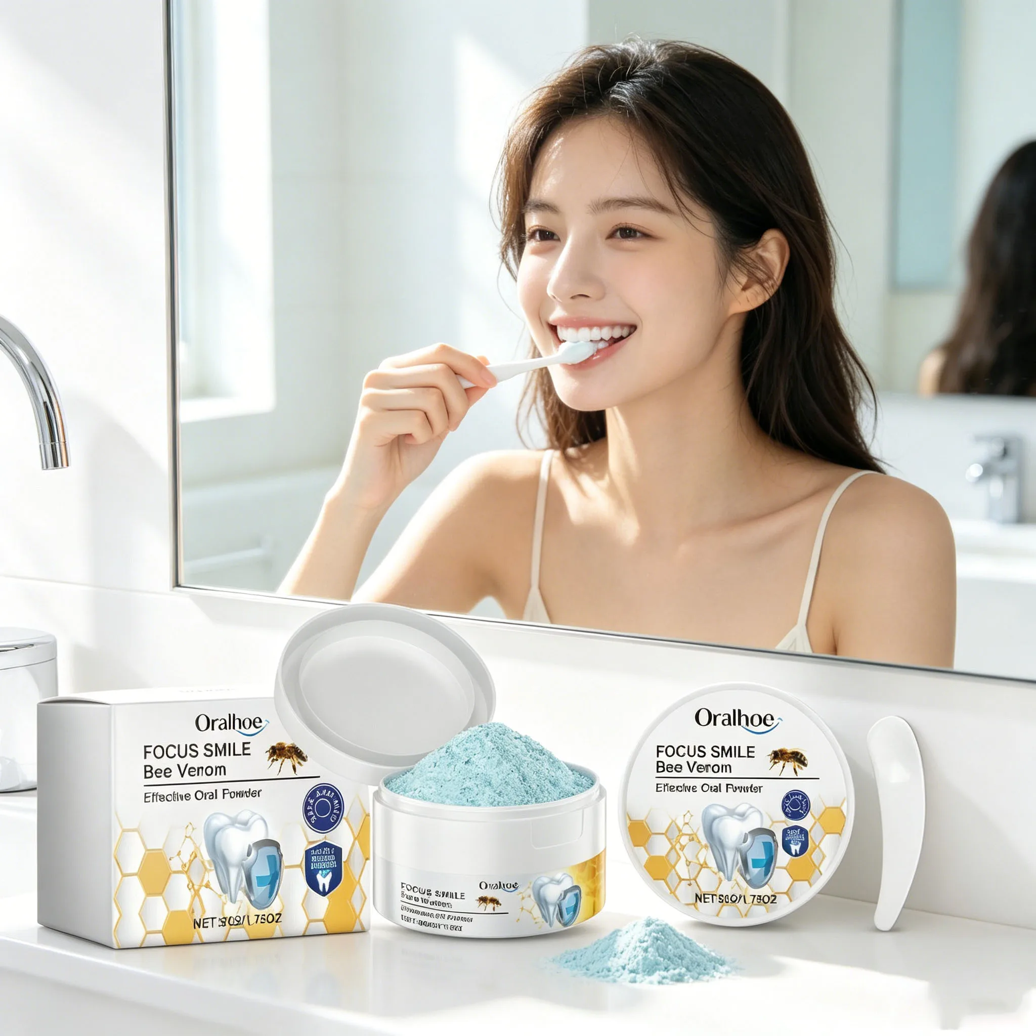Bee Venom Tooth Powder Removes Plaque Stain Calculus Relieves Toothache Gingivitis Prevent Tooth Decay Oral Care Cleaning Powder