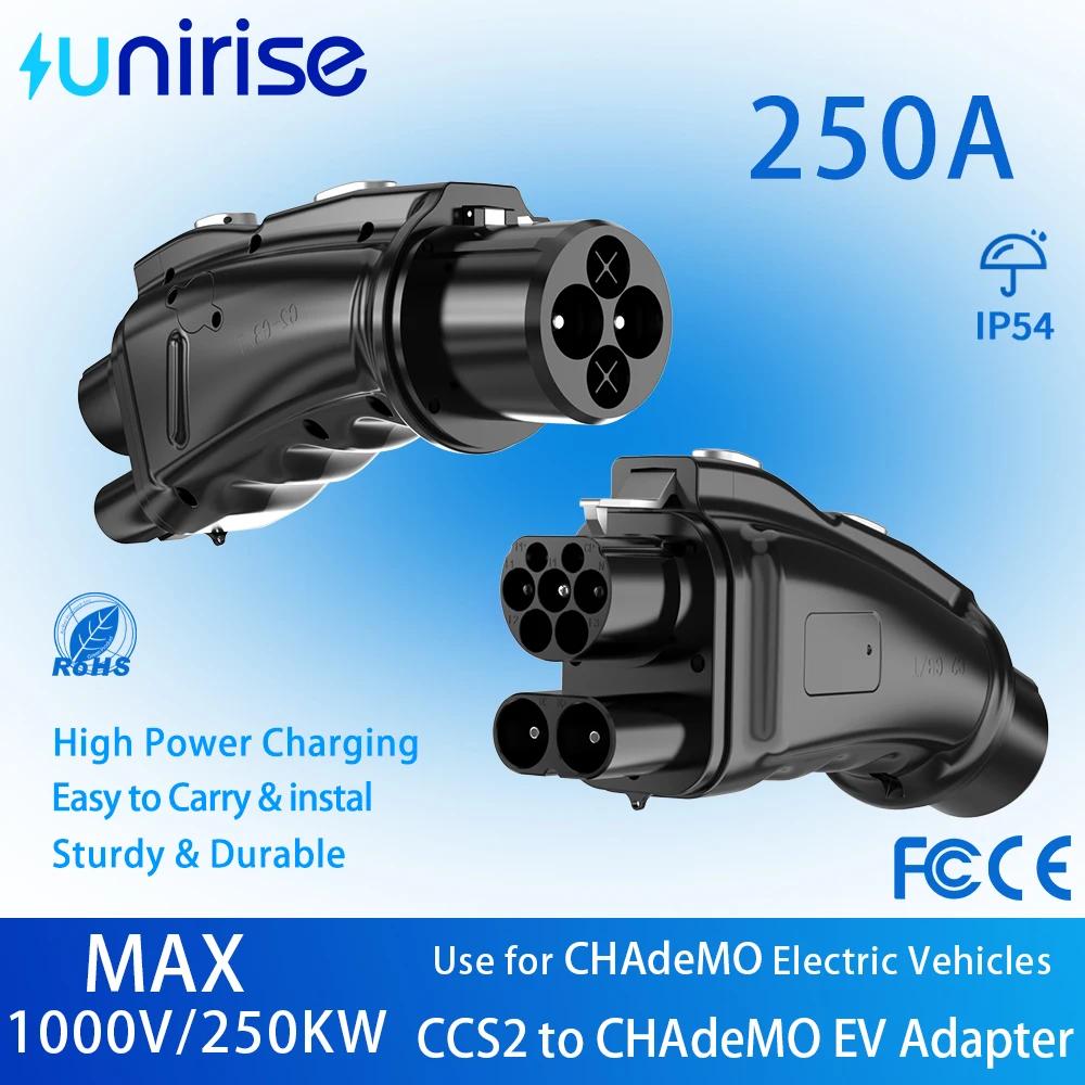 Unirise CCS2 to CHAdeMO EV Adapter 250A 250KW 1000V Fast DC Charger CCS Combo 2 for Electric Vehicle Chademo Charging Converter