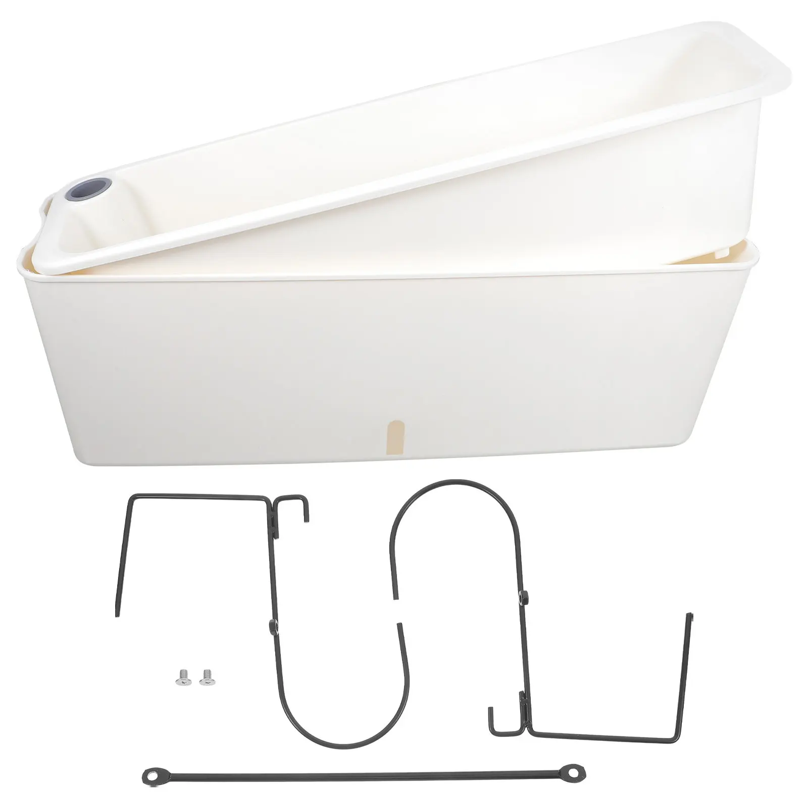 Trendy Narrow Rectangular Planter Box for Balcony Windowsill Indoor Outdoor Plants Vegetable Herb Flower Pot Wall Mount Plastic view 3