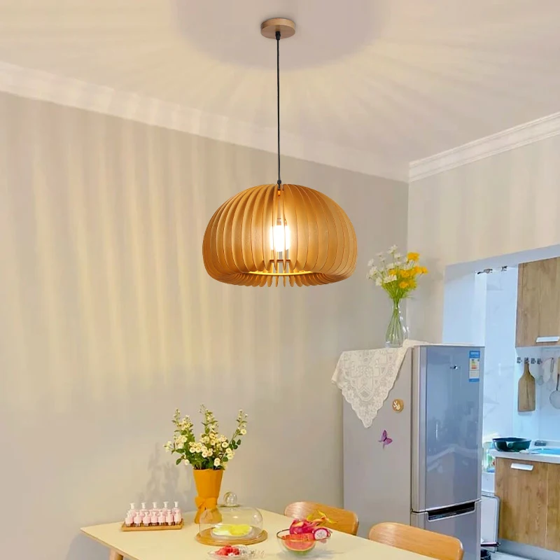 Grand View Garden Restaurant Chandelier Japanese Retro  Bedroom  Table Light  Creative  Homestayers Log Wind Jack-o '-lantern