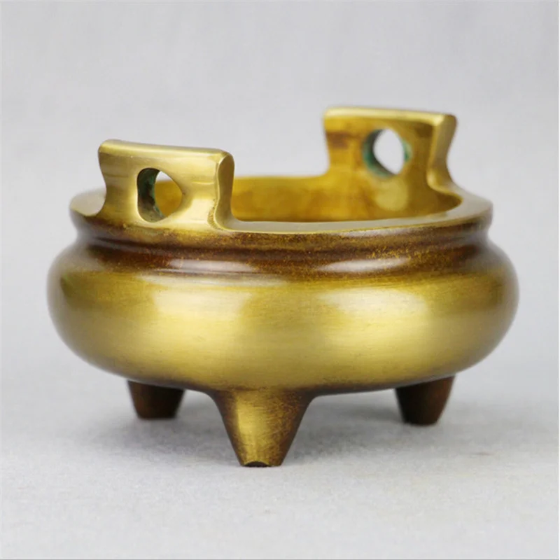 Brass Sandalwood Agarwood Incense Burner for Offering to Buddha Three-legged Incense Burner