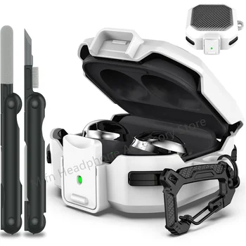 カーボンファイバースイッチケース Samsung Galaxy Buds FE/Pro/Buds2 Pro/ライブケース用 ﻿ for buds イヤホンケース クリーニングペン付き 男性用