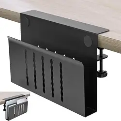 Desk Side Hanging Rack Clamp-on Desk Shelf Tablet Computer Storage Organizer Desk Hanging Vertical Laptop Stand Tray