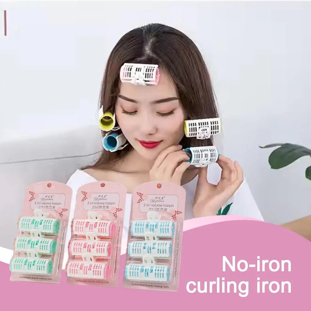 

3pcs/set Pink Self-Grip Hair Curler Roller Lazy Curling Heat Hair Curling Tools Bangs Hair Self-service Iron Volume No Styl Z9T4