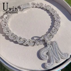 Uwin Boss Don Pendant Iced Out Cubic Zirconia Initial Necklace For Women Fashion Jewelry Gifts