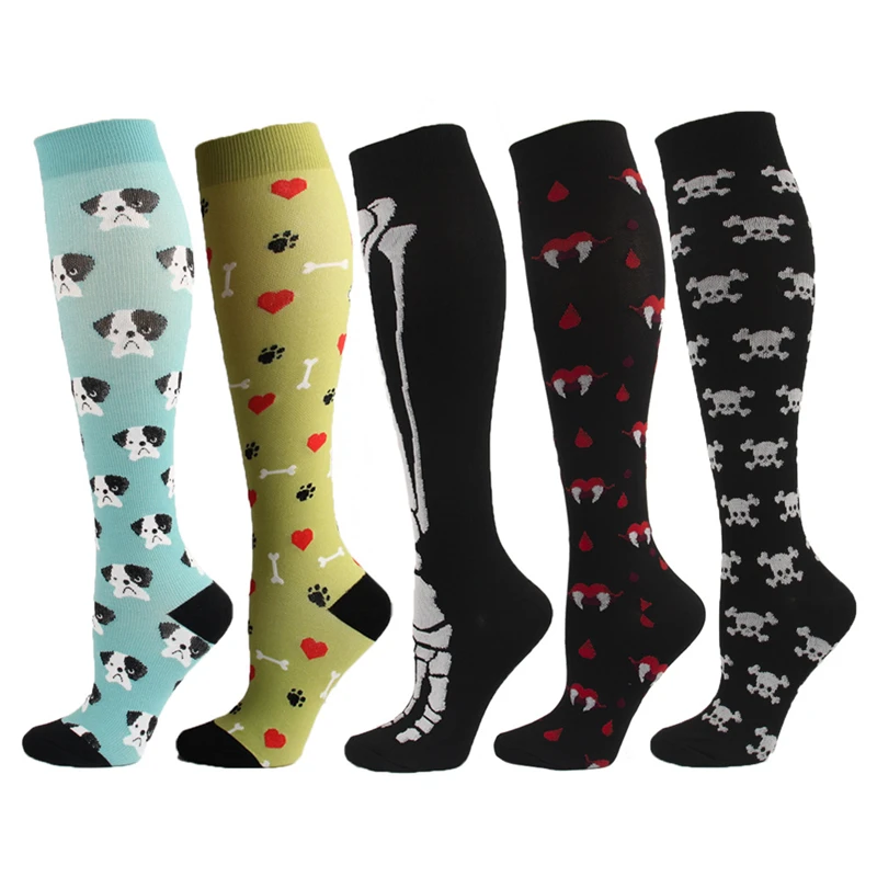 Compression Socks For Men Women 20-30mmHg Multi-Color Running Gym Travel Sports Socks Nurses Edema Promoting Blood Circulation