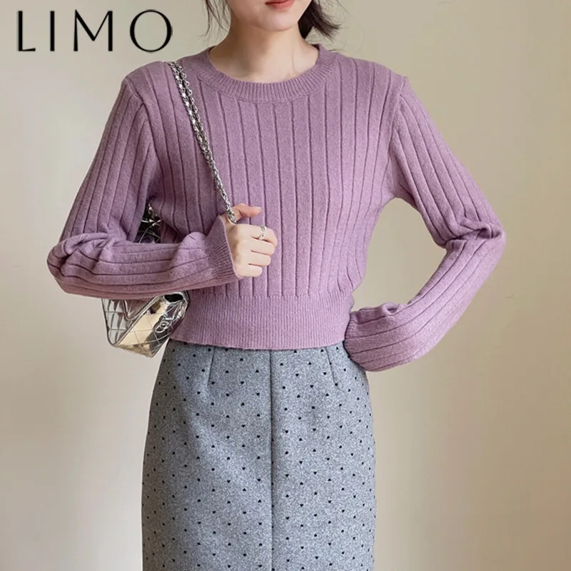 

LIMO Spring Summer Women's Vintage Elegant Casual Sweater Round Neck Long Sleeve High Quality Fashionable Designer Knit Top