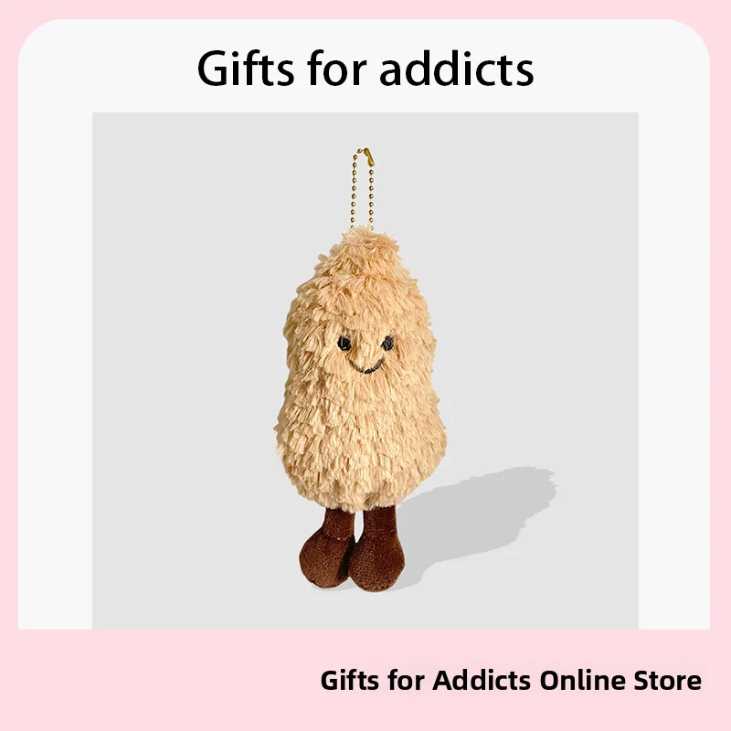 Lindo Peluche de Cacahuete Pequeño, Llavero, Decoración para Mochila, Juguete de Comida de Dibujos Animados, Regalo para Pare...