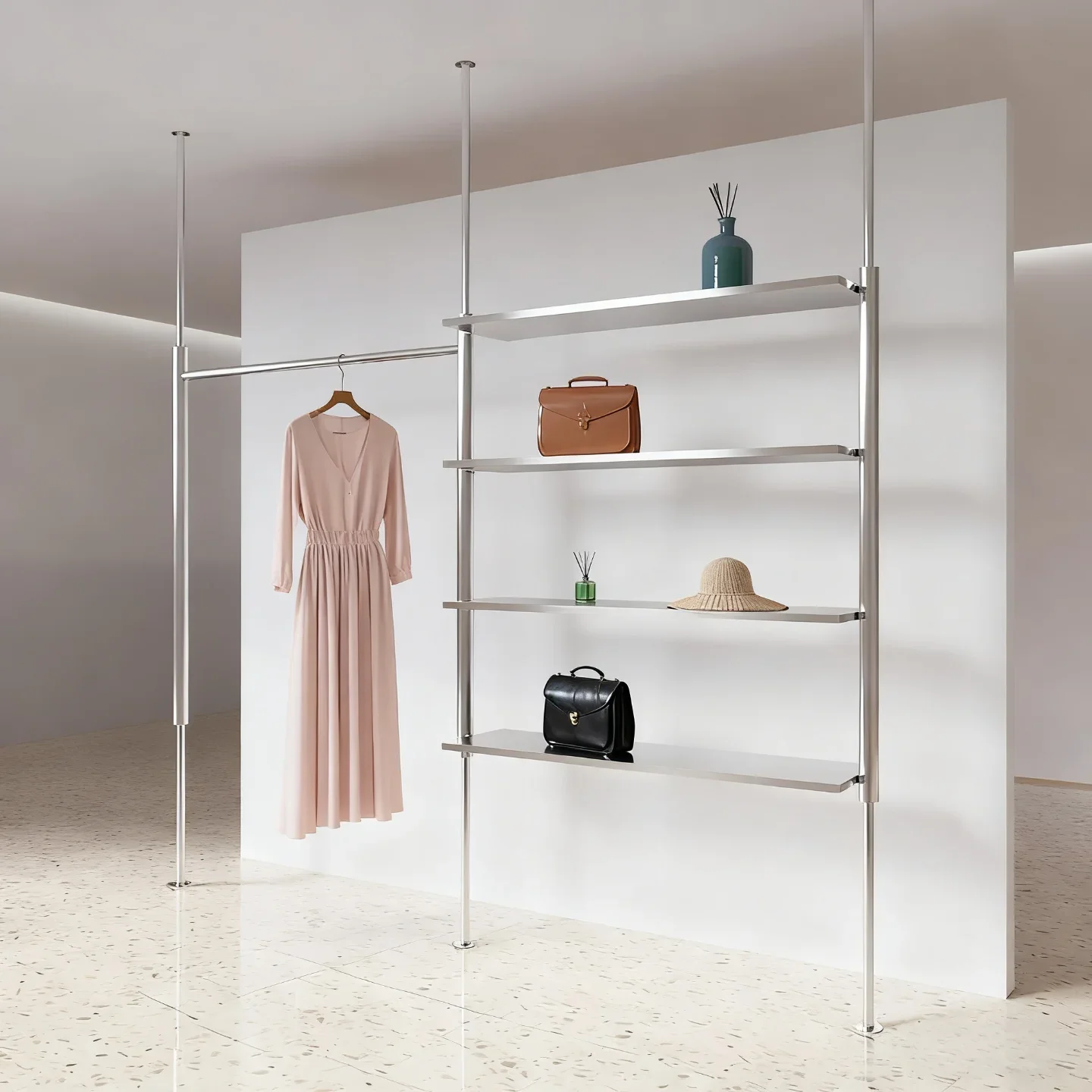 Clothing store display rack Stainless steel wall-mounted wall-mounted clothes Special display rack