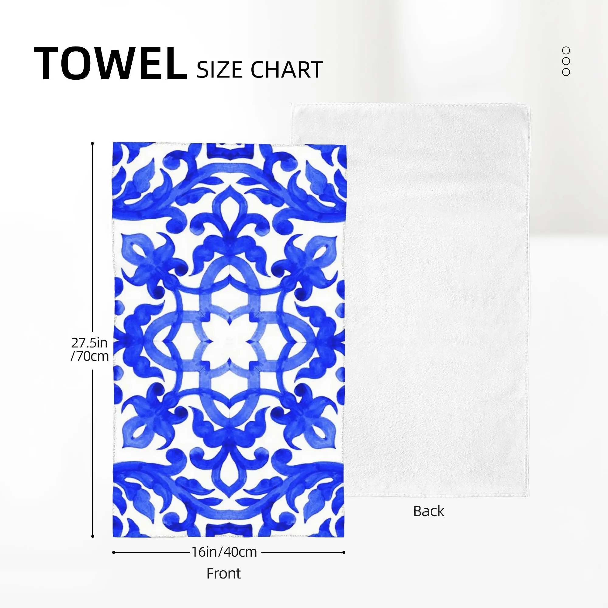 Custom Portuguese azulejo tiles Soft Face Towel Quick Dry Pool Bath Cotton Towels Absorbent