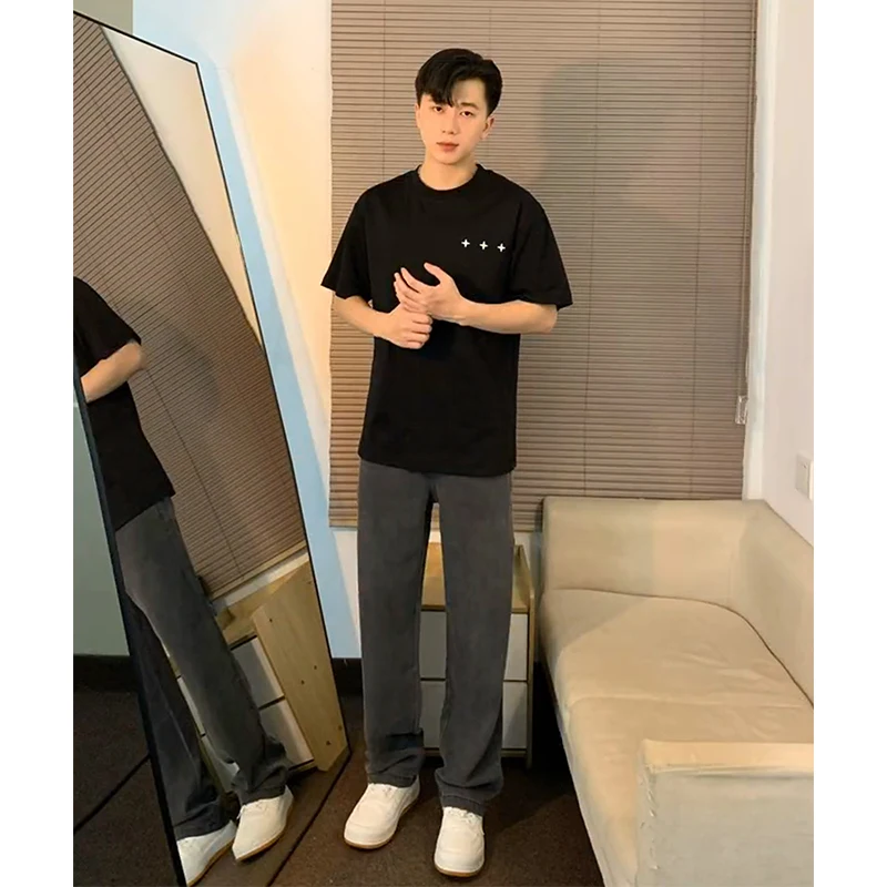 

Мужские джинсы Waed: летние, трендовые, винтажные, свободные, широкие, с легким расклешением, прямые, повседневные, прямого кроя