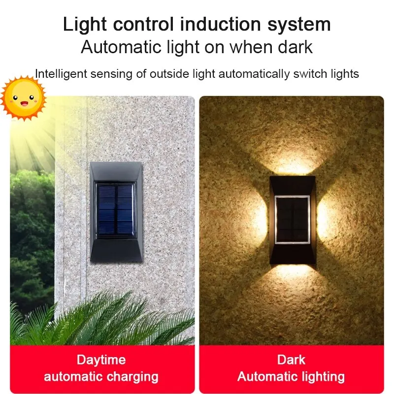 1/3pcs 12 LED Solar Wall Lamp Outdoor Waterproof Four Sides Glowing Light Staircase Villa Balcony Lighting Solar Wall Lights image 4