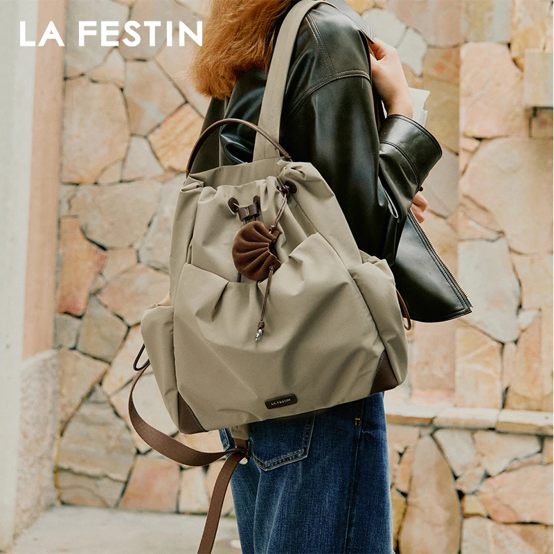 Mochila de marca Original LA FESTIN 2025, nuevas bolsas de viaje para mujer, bolsos de mano informales, bolso escolar de gran capacidad, bolso de hombro