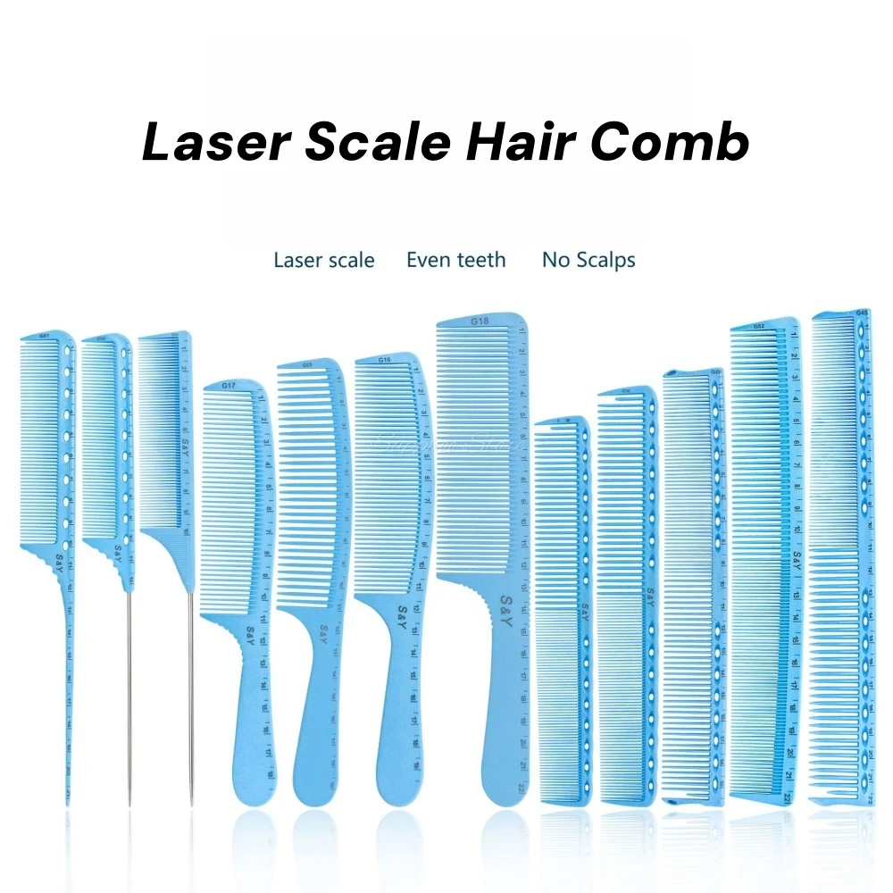 1pc Pro Hair Cutting Comb With Laser Scale Barber Shop Hairdresser Comb Hairbrush Resin Double Sided Hair Salon Styling Tool