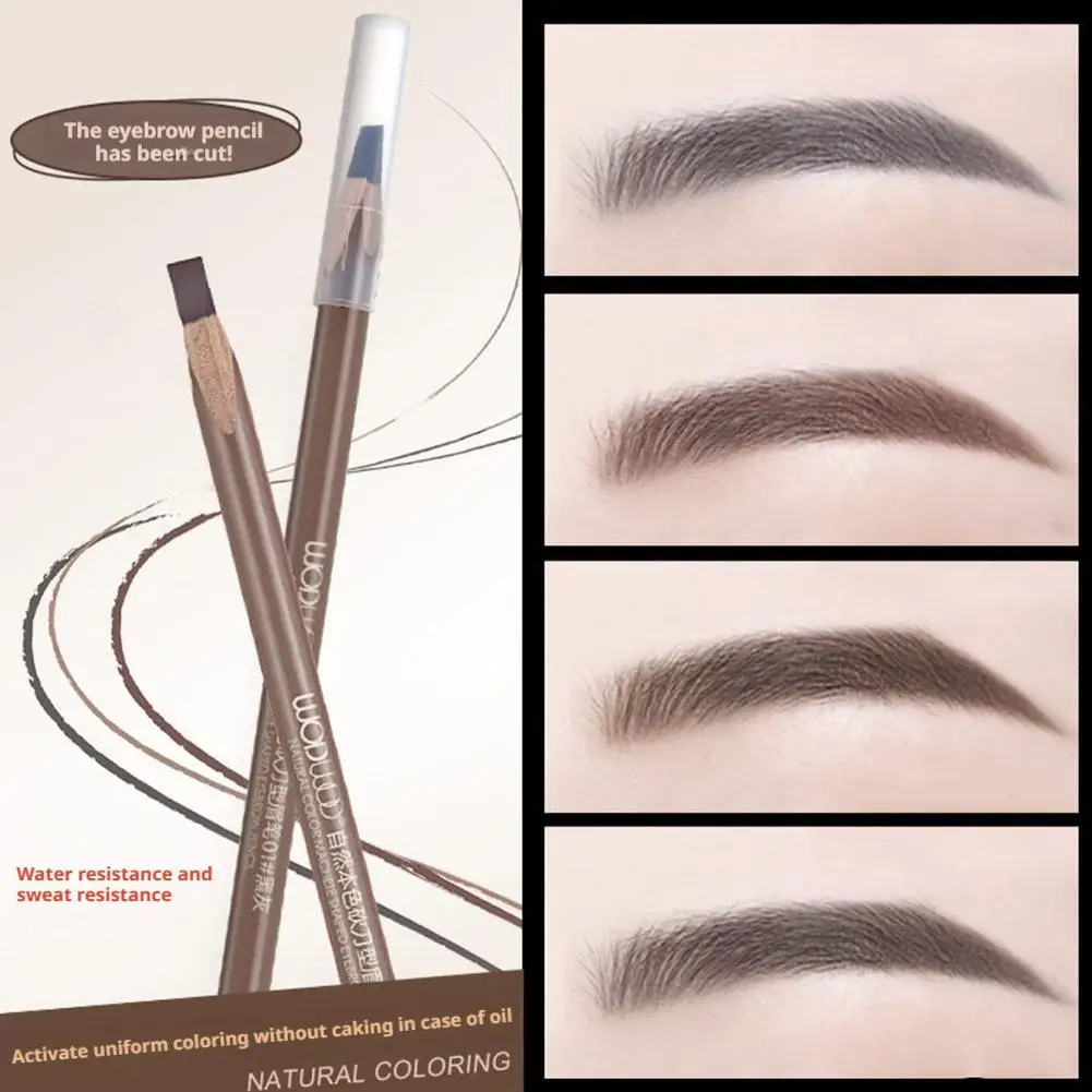 Waterdichte en zweetbestendige wenkbrauwpen Natuurlijk blijvend niet-klonterend wenkbrauwpotlood Zwart Bruin Grijs Brow Make-up Cosmetisch hulpmiddel