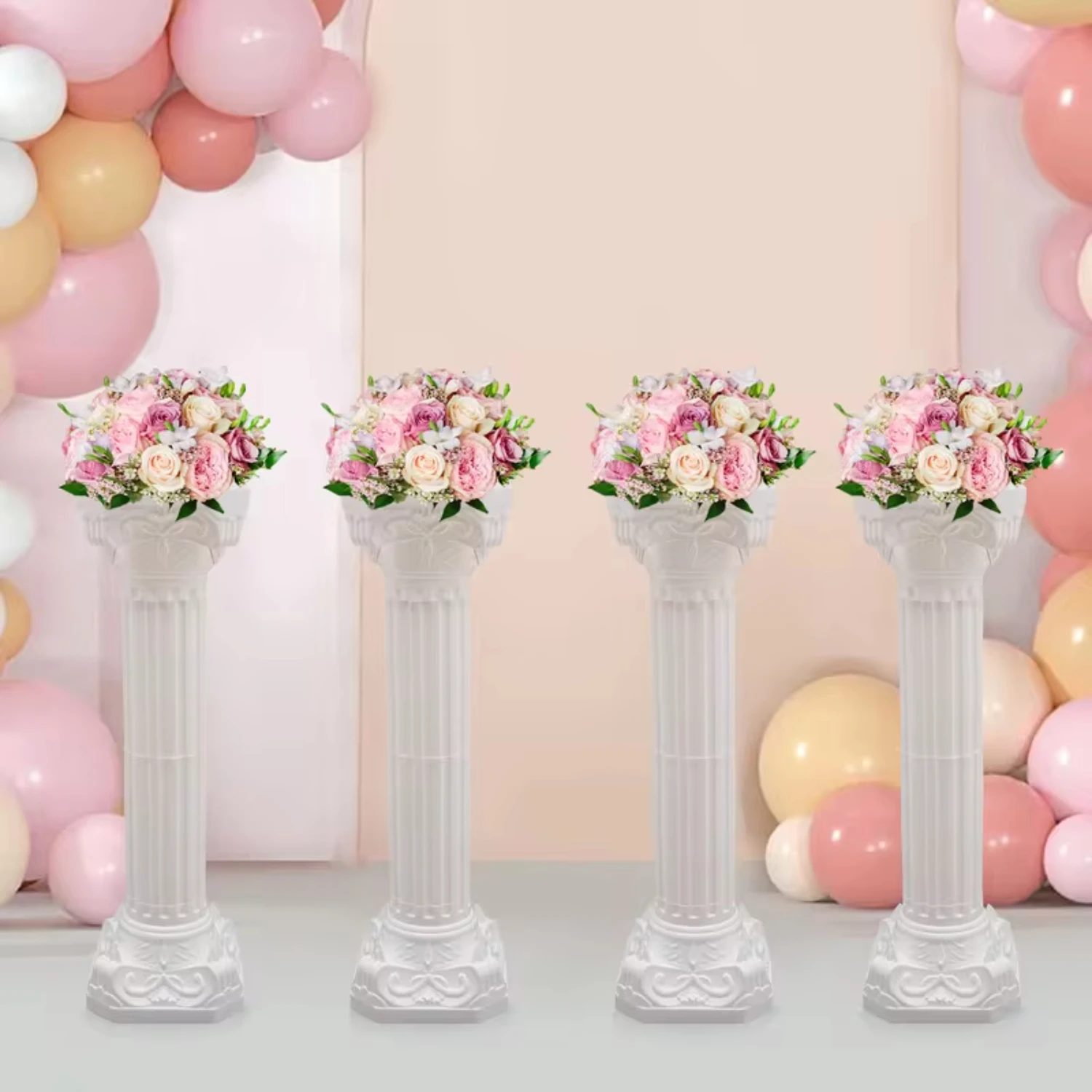 

New 4Pcs Wedding Pillars Flower Standing Holders Wedding Decoration Plastic