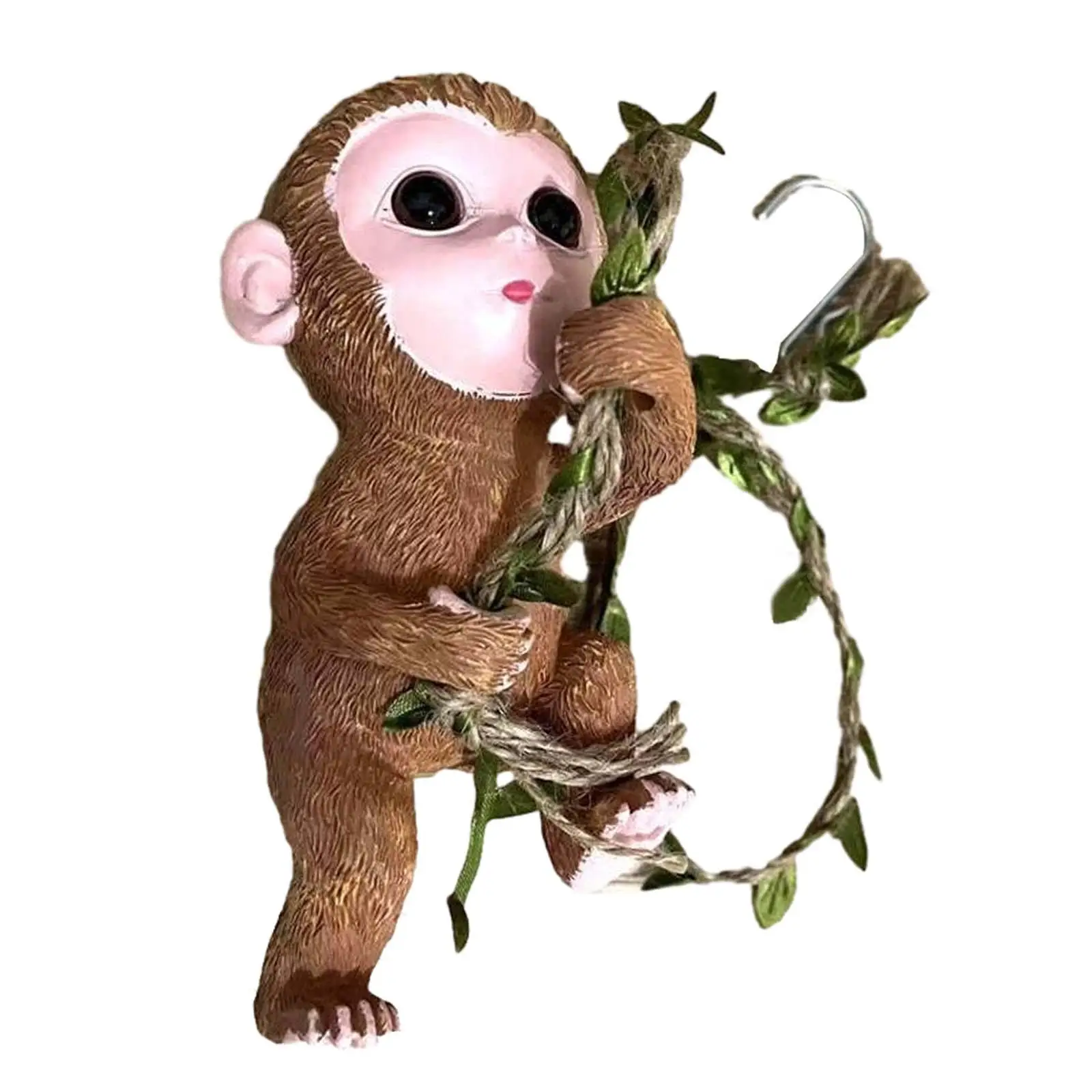 Climbing Monkey Statue Decorative Hanging Animal Figurines Climb Rope Outdoor Animal Sculpture for Fence Office Yard Lawn Home