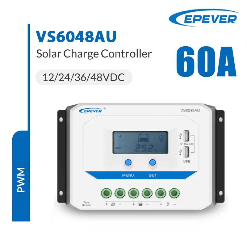 EPEVER 10A 20A 30A 45A 60A PWM Solar Laadregelaar VSAU Smart Zonne-energie Systeem Regulator LCD 12/24/36/48V Max PV 96V