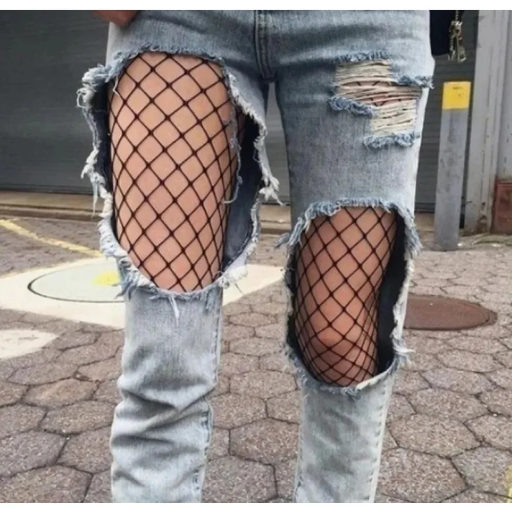 Modische Netzstrümpfe für Damen, atmungsaktives Mesh, einfarbig, lässige Streetwear, Lolita Overknee-Strümpfe