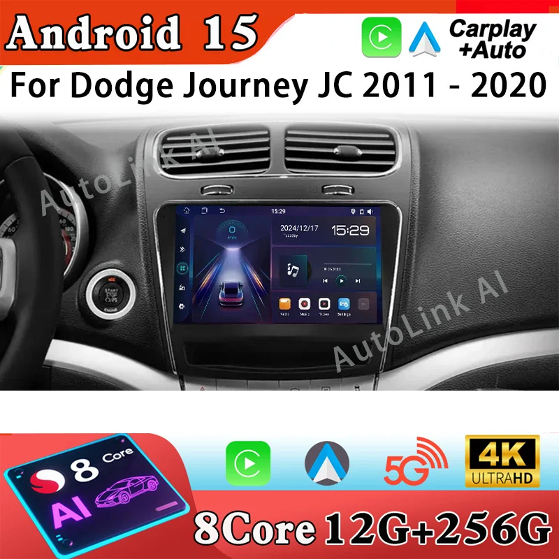 

Головное устройство BT для Dodge Journey JC 2011-2020 Автомобильный радиоприемник Мультимедийный видеоплеер GPS-навигация Стерео Android Auto без 2din dvd