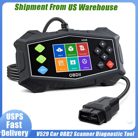 V529 Car OBD2 Scanner Diagnostic Tool Voltage Tester Professional Auto Check Engine Code Reader OBD II Automotive Scanner
