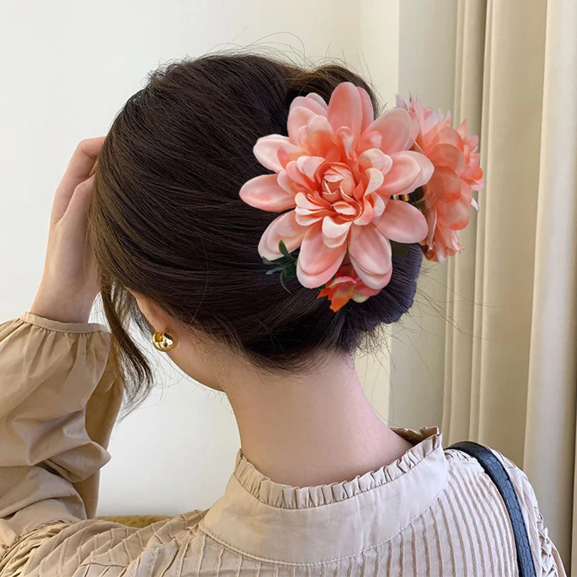 AWATYR Fashion Large Artificial Flower Hair Claws Clip For Women Hair Crab Thick Hair Barrettes Hairpins Girls Hair Accessories